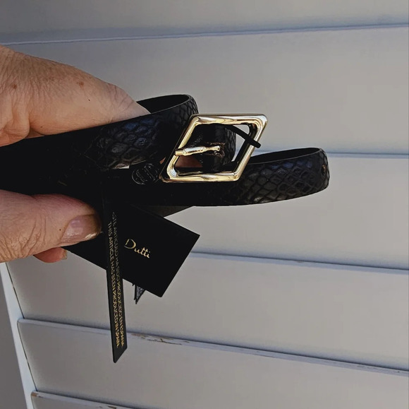 Massimo Dutti Rare Snakeskin Belt Dark Brown Leather Golden Hardware size L 90 - Picture 4 of 9